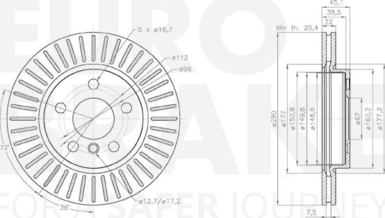 Eurobrake 5815314048 - Гальмівний диск autocars.com.ua