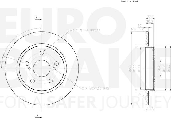 Eurobrake 58153145123 - Гальмівний диск autocars.com.ua