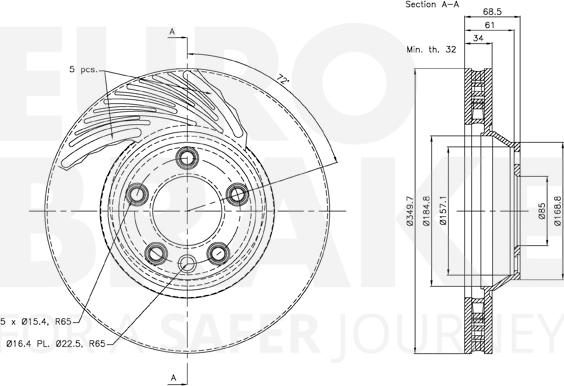 Eurobrake 58153147105 - Гальмівний диск autocars.com.ua