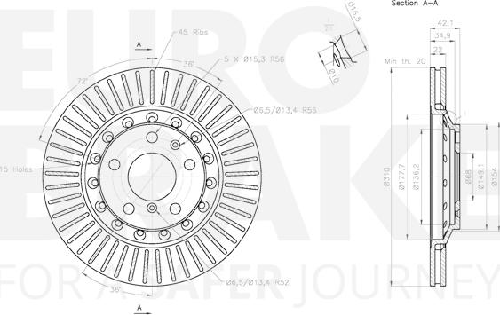 Eurobrake 58153147126 - Гальмівний диск autocars.com.ua