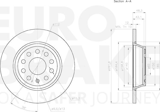 Eurobrake 58153147133 - Гальмівний диск autocars.com.ua