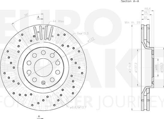 Eurobrake 58153147135 - Гальмівний диск autocars.com.ua