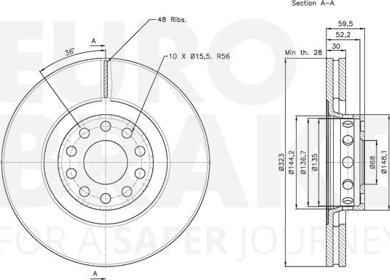 Eurobrake 5815314791 - Гальмівний диск autocars.com.ua