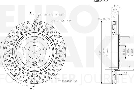 Eurobrake 5815314858 - Гальмівний диск autocars.com.ua