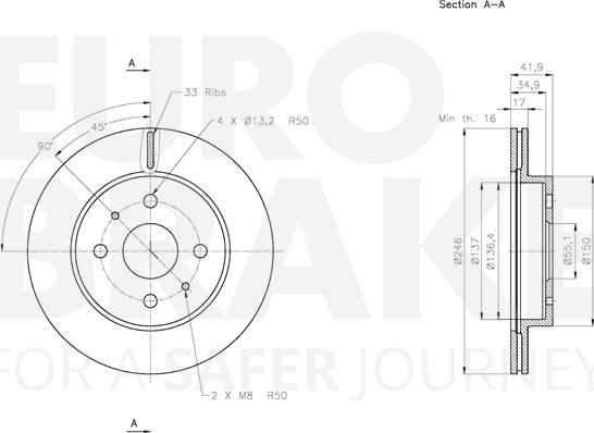 Eurobrake 5815315114 - Гальмівний диск autocars.com.ua