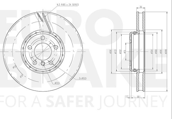 Eurobrake 58153415108 - Гальмівний диск autocars.com.ua