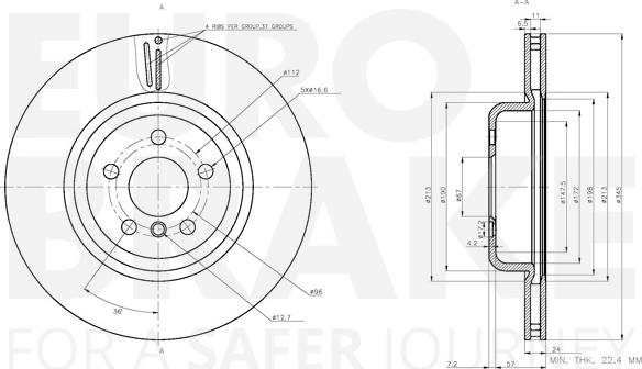 Eurobrake 58153415116 - Гальмівний диск autocars.com.ua