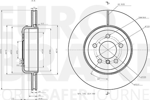 Eurobrake 58153415117 - Гальмівний диск autocars.com.ua