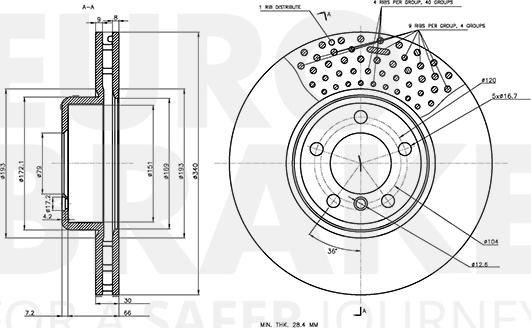 Eurobrake 58153415120 - Гальмівний диск autocars.com.ua