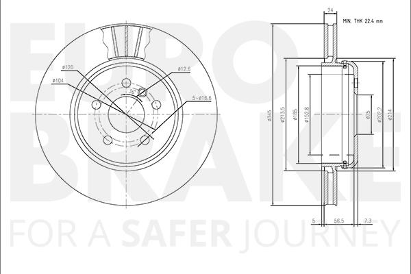 Eurobrake 5815341594 - Гальмівний диск autocars.com.ua