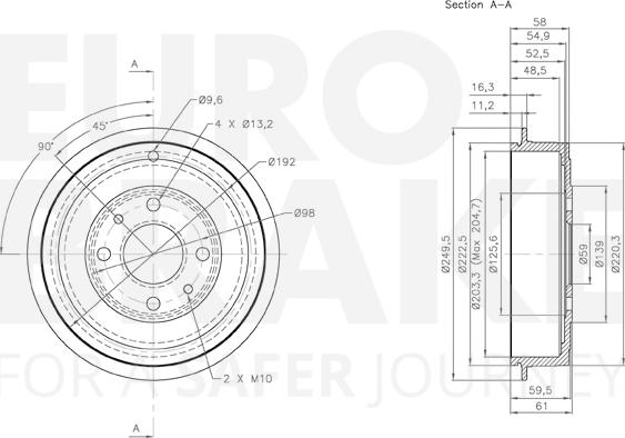 Eurobrake 5825252314 - Гальмівний барабан autocars.com.ua