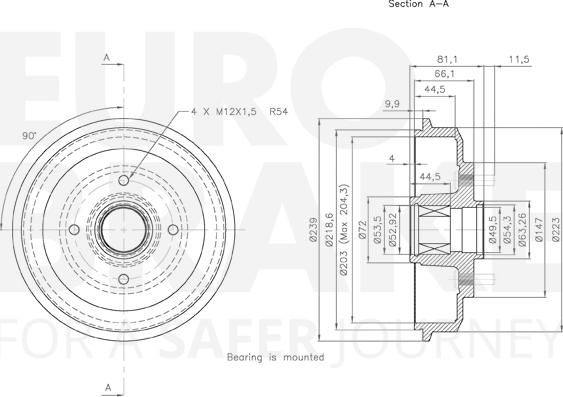 Eurobrake 5825252542 - Гальмівний барабан autocars.com.ua