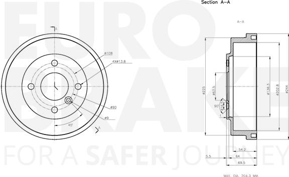 Eurobrake 5825252552 - Гальмівний барабан autocars.com.ua