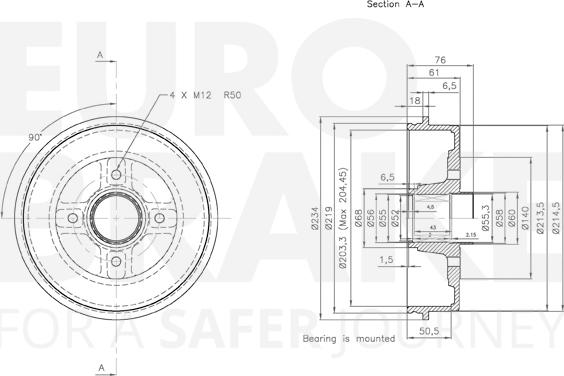 Eurobrake 5825253925 - Гальмівний барабан autocars.com.ua