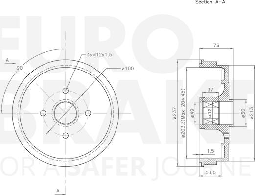 Eurobrake 5825253931 - Гальмівний барабан autocars.com.ua