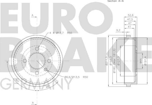 Eurobrake 5825254724 - Гальмівний барабан autocars.com.ua