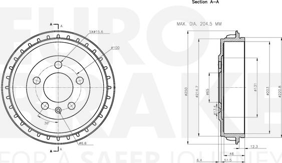 Eurobrake 5825254736 - Гальмівний барабан autocars.com.ua