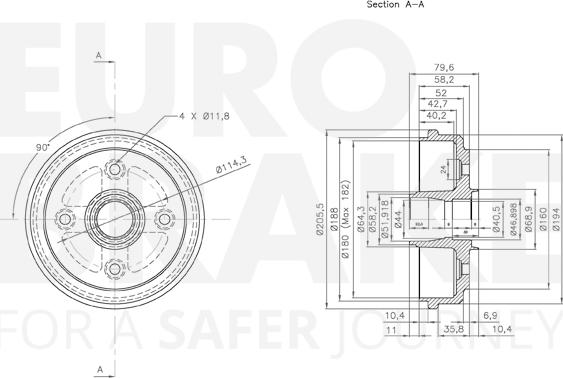 Eurobrake 5825255001 - Гальмівний барабан autocars.com.ua