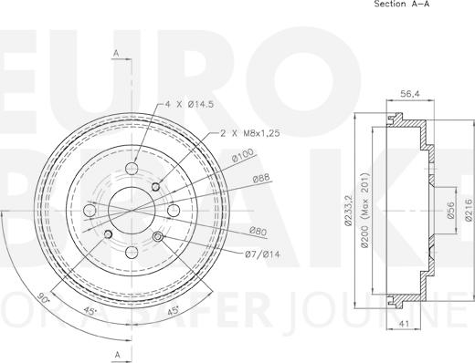 Eurobrake 5825255106 - Гальмівний барабан autocars.com.ua