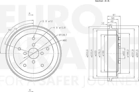 Eurobrake 5825255214 - Гальмівний барабан autocars.com.ua