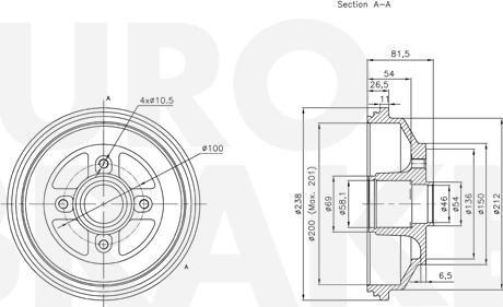 Eurobrake 5825255217 - Гальмівний барабан autocars.com.ua