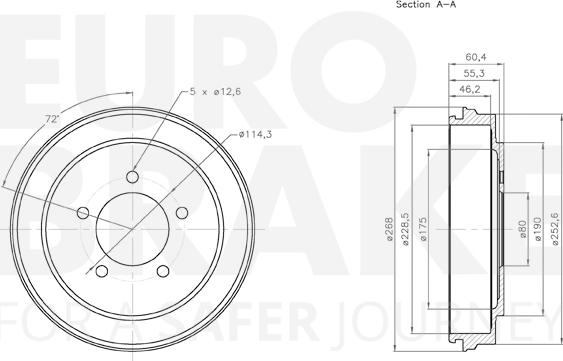 Eurobrake 5825259304 - Гальмівний барабан autocars.com.ua