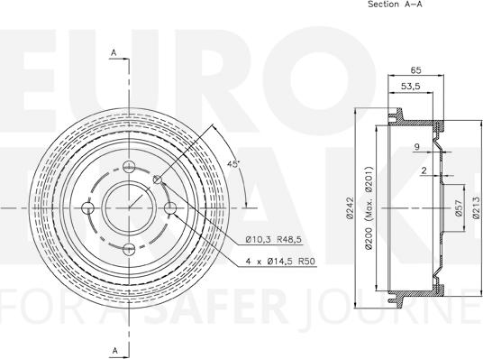 Eurobrake 5825259905 - Гальмівний барабан autocars.com.ua