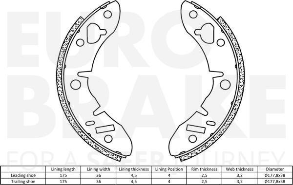 Eurobrake 58492712033 - Комплект гальм, барабанний механізм autocars.com.ua