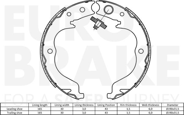 Eurobrake 58492719757 - Комплект гальм, барабанний механізм autocars.com.ua