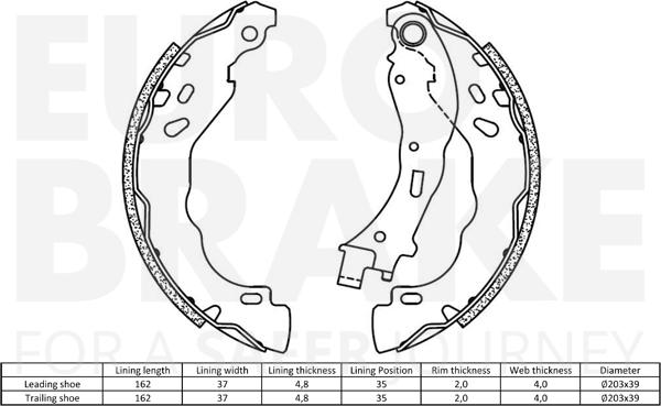 Eurobrake 58492719812 - Комплект гальм, барабанний механізм autocars.com.ua