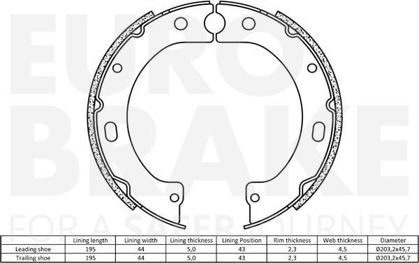 Eurobrake 58492722720 - Комплект тормозов, ручник, парковка autodnr.net