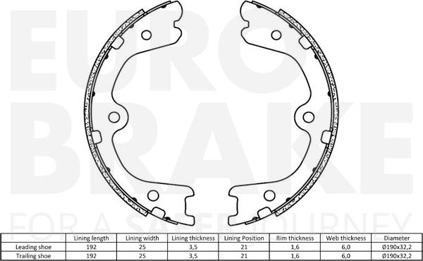 Eurobrake 58492722798 - Комплект гальм, барабанний механізм autocars.com.ua