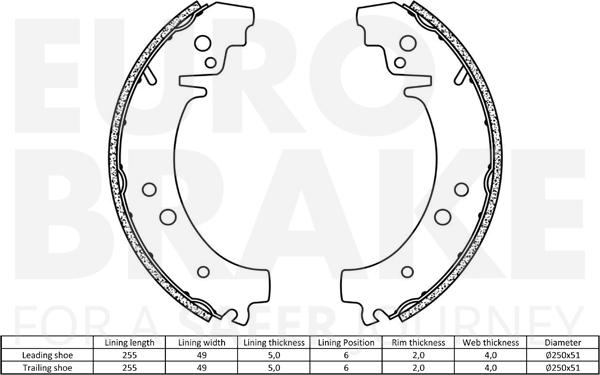 Eurobrake 58492723360 - Комплект гальм, барабанний механізм autocars.com.ua