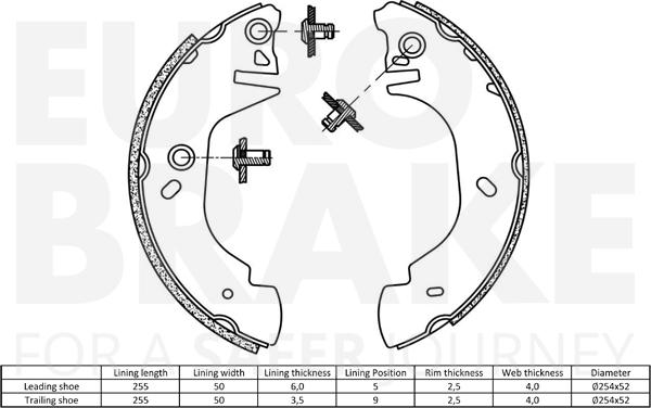 Eurobrake 58492725570 - Комплект гальм, барабанний механізм autocars.com.ua