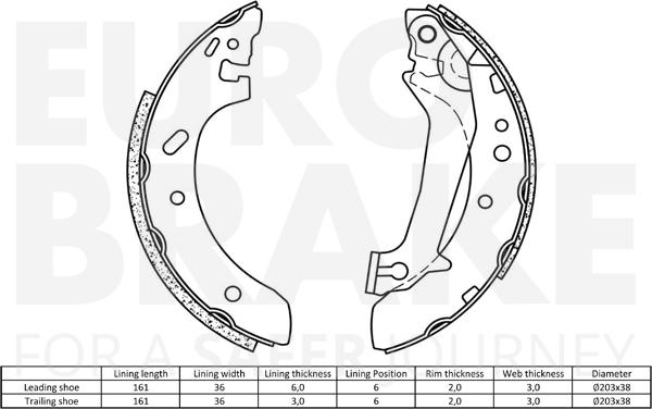 Eurobrake 58492725587 - Комплект гальм, барабанний механізм autocars.com.ua