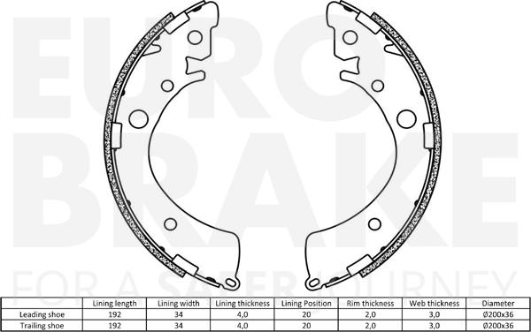 Eurobrake 58492726441 - Комплект тормозных колодок, барабанные autodnr.net