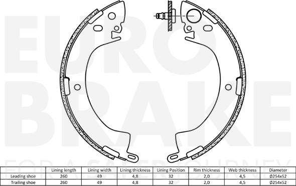 Eurobrake 58492730420 - Комплект гальм, барабанний механізм autocars.com.ua