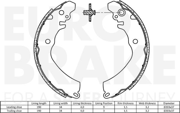 Eurobrake 58492730568 - Комплект тормозных колодок, барабанные autodnr.net