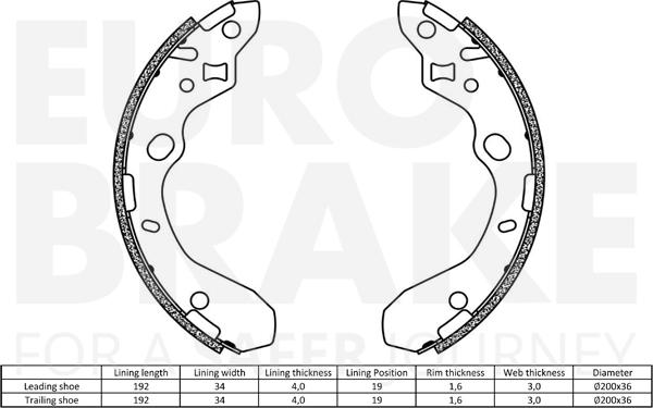 Eurobrake 58492732611 - Комплект гальм, барабанний механізм autocars.com.ua