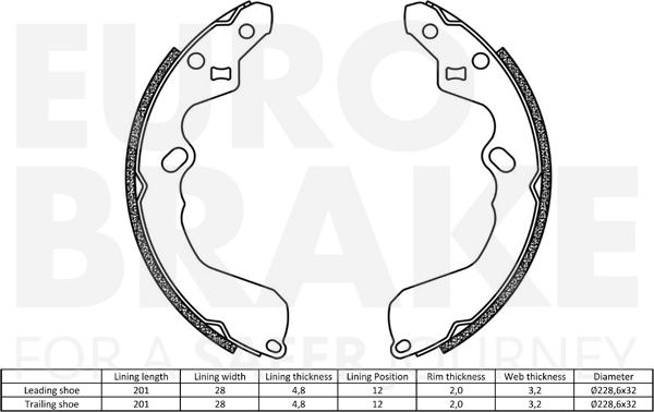 Eurobrake 58492732622 - Комплект гальм, барабанний механізм autocars.com.ua