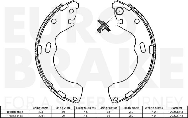 Eurobrake 58492732640 - Комплект гальм, барабанний механізм autocars.com.ua