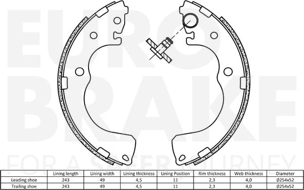 Eurobrake 58492732661 - Комплект тормозных колодок, барабанные autodnr.net