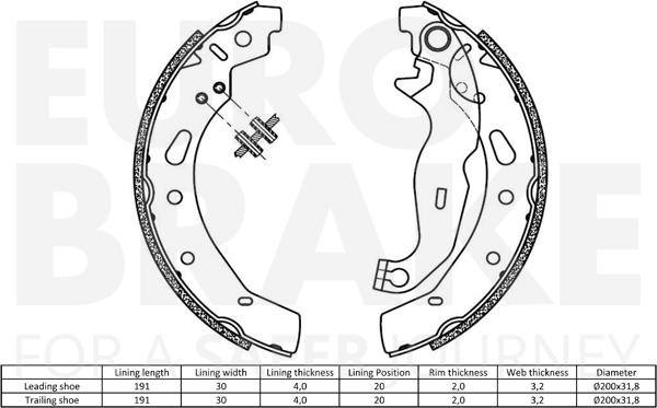 Eurobrake 58492732792 - Комплект гальм, барабанний механізм autocars.com.ua