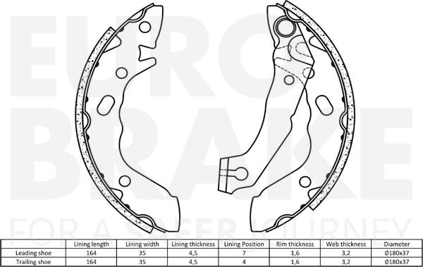 Eurobrake 58492734560 - Комплект гальм, барабанний механізм autocars.com.ua