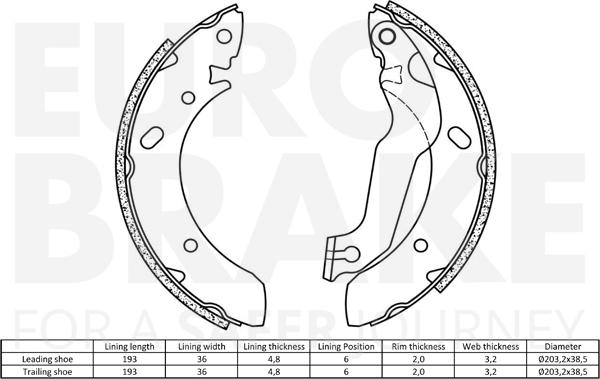 Eurobrake 58492734561 - Комплект тормозных колодок, барабанные autodnr.net