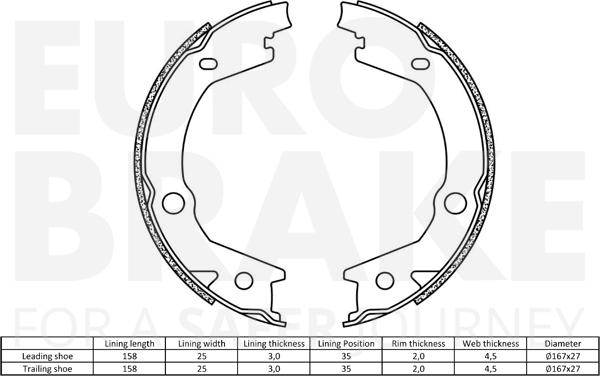 Eurobrake 58492734745 - Комплект гальм, ручник, парковка autocars.com.ua