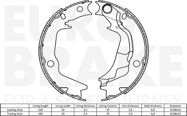 Eurobrake 58492734788 - Комплект гальм, барабанний механізм autocars.com.ua