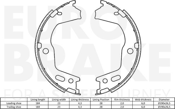 Eurobrake 58492734851 - Комплект гальм, ручник, парковка autocars.com.ua