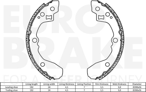 Eurobrake 58492735679 - Комплект тормозных колодок, барабанные autodnr.net