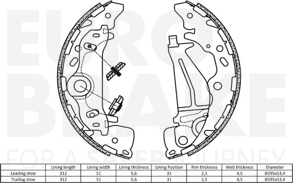 Eurobrake 58492735811 - Комплект гальм, барабанний механізм autocars.com.ua